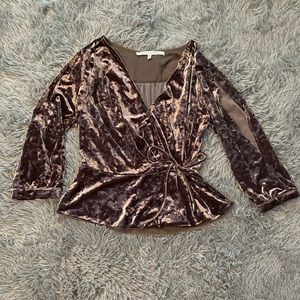 Collective Concepts Velvet Cutout Tie Blouse